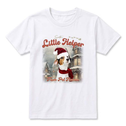 Children's Custom Vintage Christmas Pet T-Shirt in White