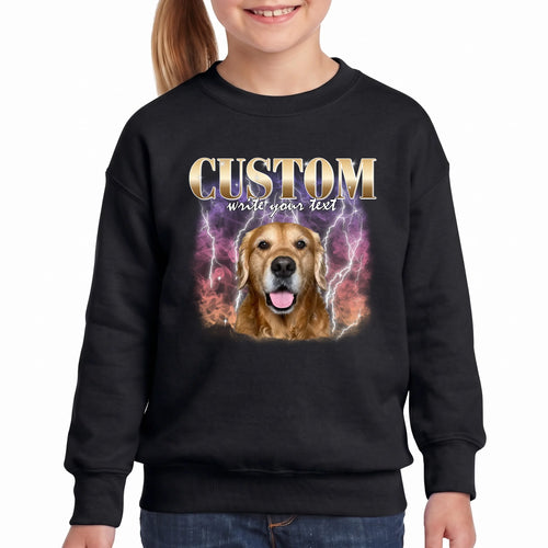 Children's Custom Vintage Style Pet Sweatshirt personalized with your pet's photo, design example 8