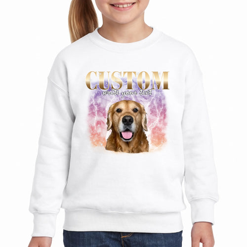 Children's Custom Vintage Style Pet Sweatshirt personalized with your pet's photo, design example 9