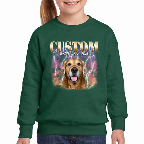Children's Custom Vintage Style Pet Sweatshirt personalized with your pet's photo, design example 10