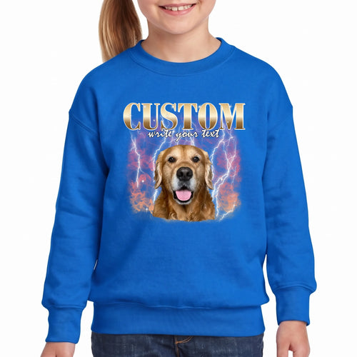 Children's Custom Vintage Style Pet Sweatshirt personalized with your pet's photo, design example 14