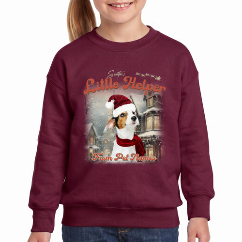 Children's Custom Vintage Christmas Pet Sweatshirt personalized with your pet's photo, design example 11