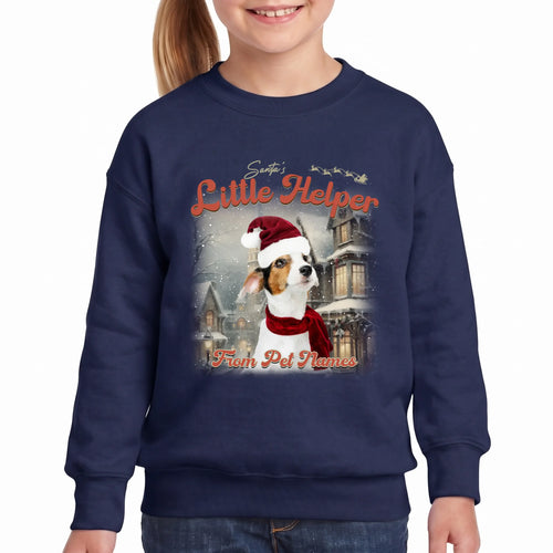 Children's Custom Vintage Christmas Pet Sweatshirt personalized with your pet's photo, design example 12