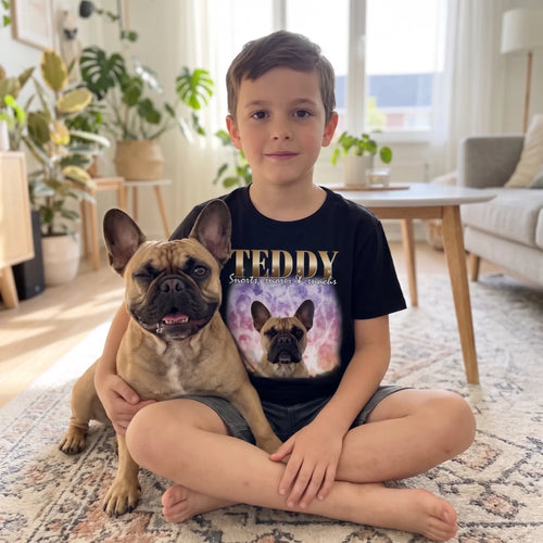 Children's Custom Vintage Style Pet T-Shirt with Frenchie