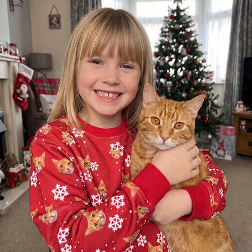 Children's Pet Face Pattern Christmas Sweatshirt