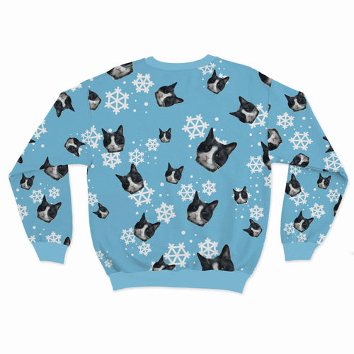 Crown and Paw - Custom Clothing Christmas Bundle: Pet Face Pattern Christmas Sweatshirt and Socks (Save $30)