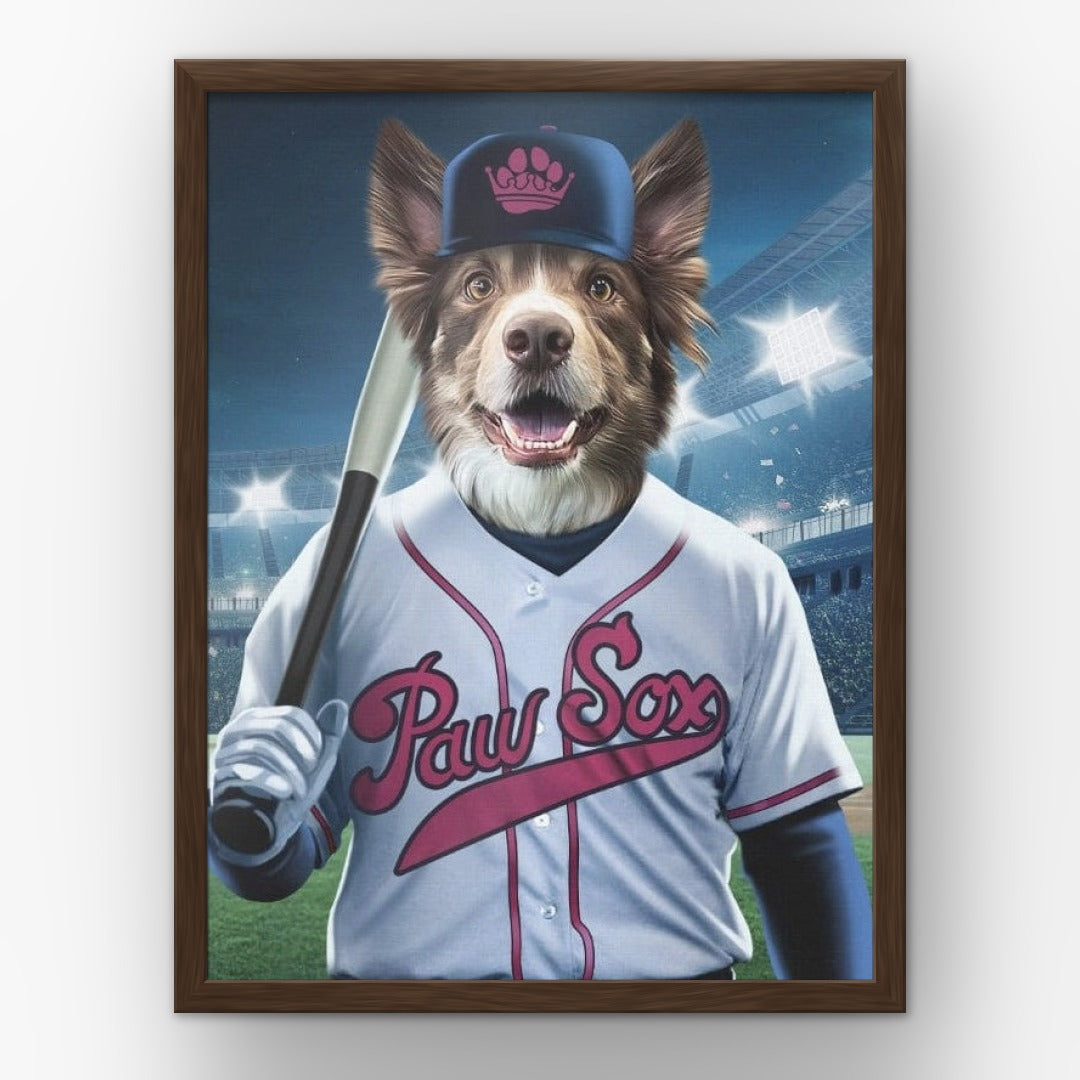 Boston Paw Sox custom pet poster in a walnut frame