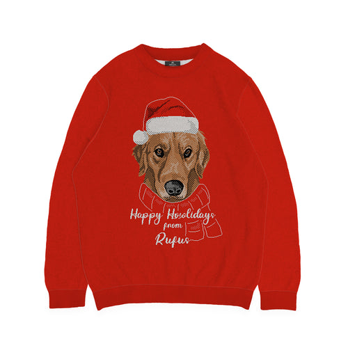 Happy Howlidays Your Dog in Santa Hat Sweater - Custom Christmas Knitwear