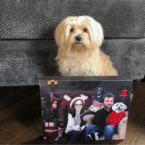 Crown and Paw - Canvas The Family Christmas (Three Pets) - Custom Pet Canvas