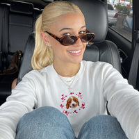Custom Embroidered Pet Face Hearts Organic Sweatshirt