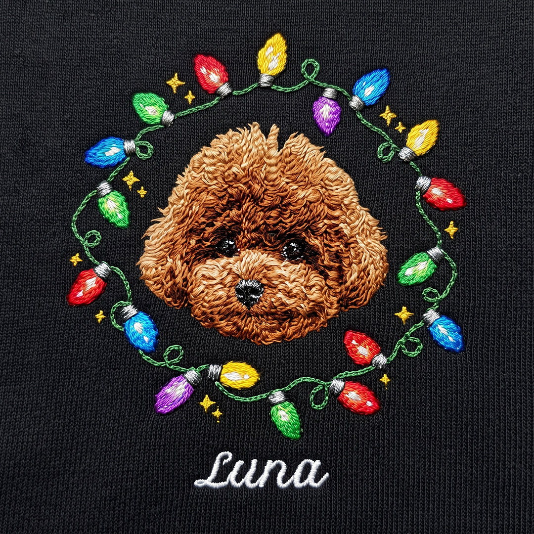 Custom Pet Face Fairy Lights Hoodie