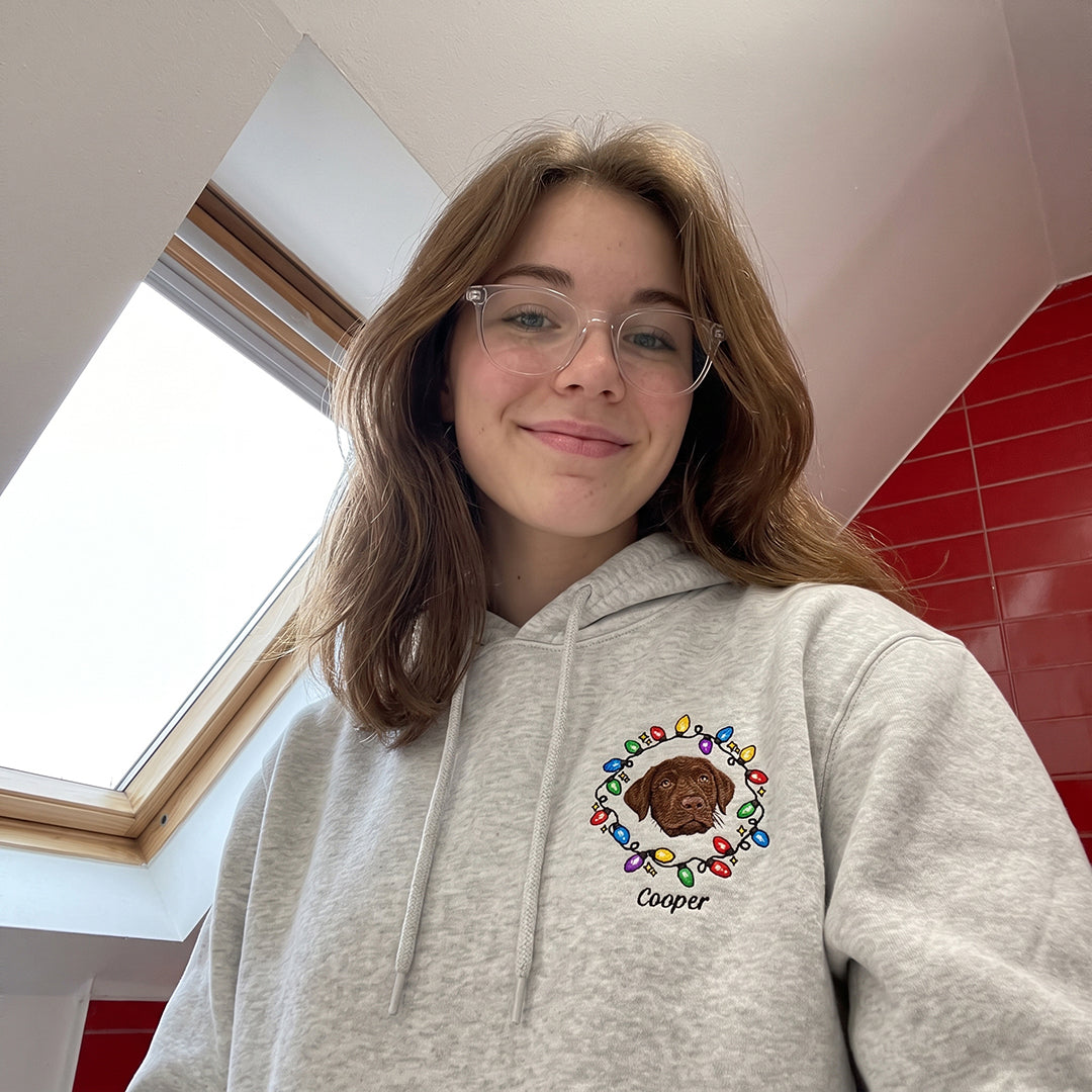 Custom Pet Face Fairy Lights Hoodie