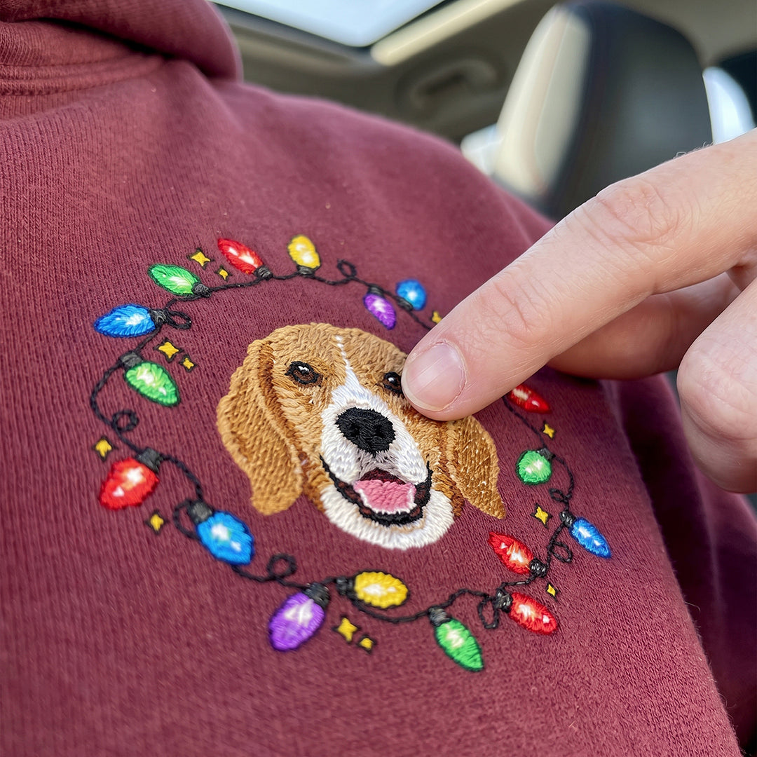 Custom Pet Face Fairy Lights Hoodie