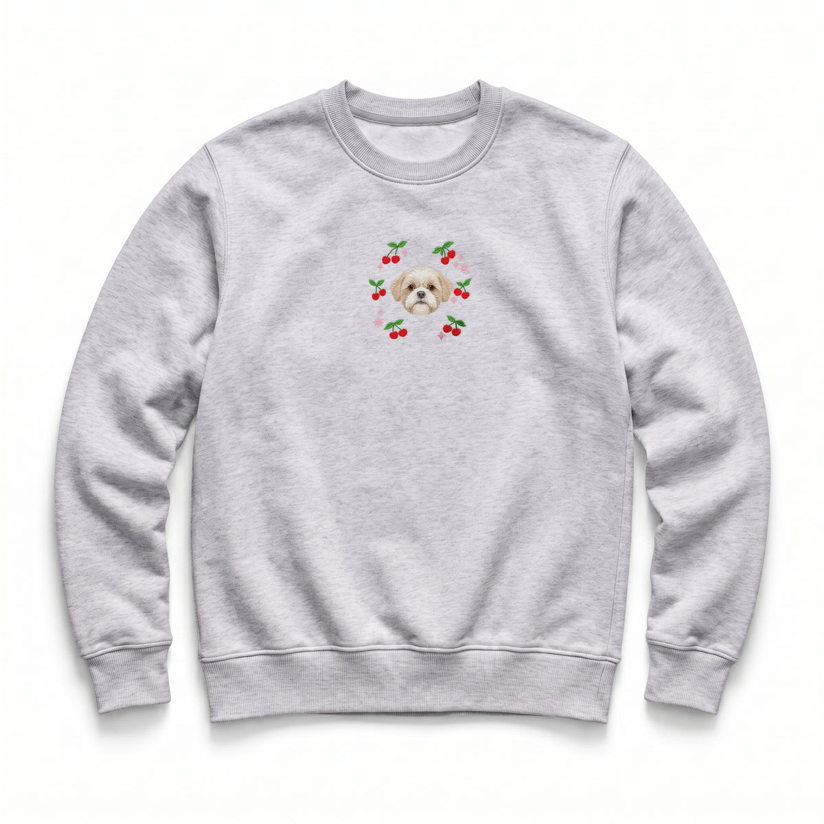 Custom Embroidered Pet Face Organic Cherry Sweatshirt