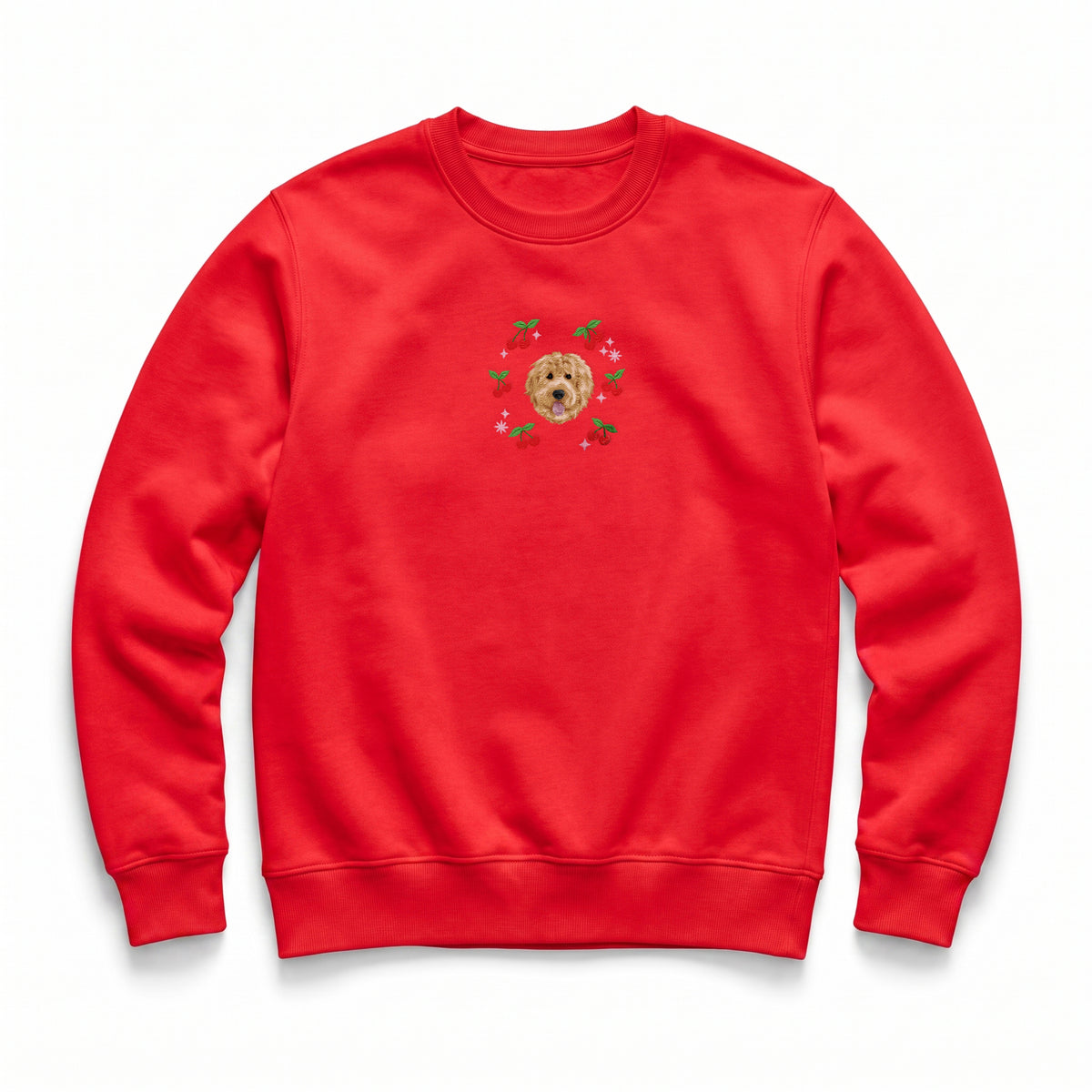 Custom Embroidered Pet Face Organic Cherry Sweatshirt