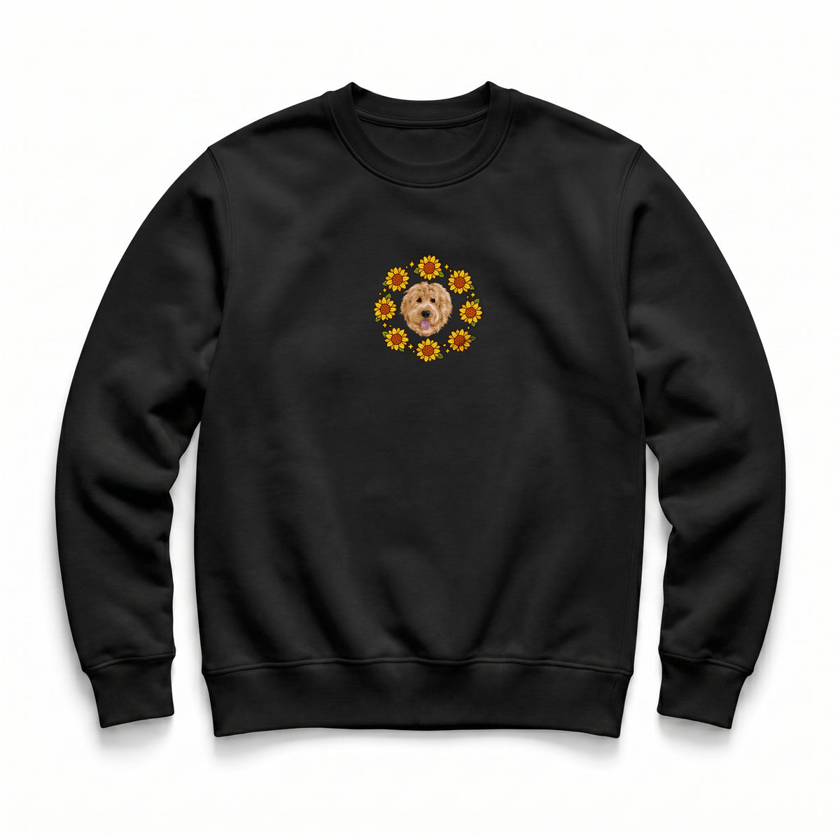 Custom Embroidered Pet Portrait Organic Sunflower Sweatshirt