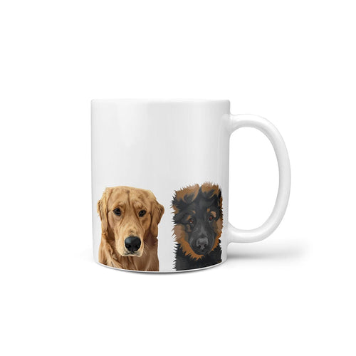Crown and Paw - Mug Custom Modern Pet Portrait Mug - Two Pets 11oz / Without Name