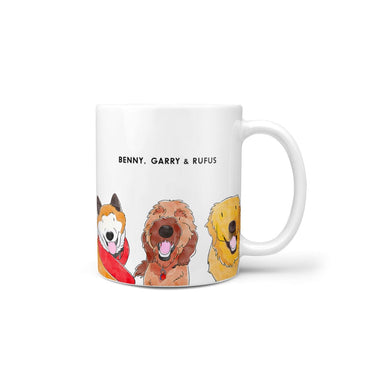 Custom Watercolor Pet Portrait Mug - Three Pets
