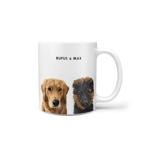 Crown and Paw - Mug Custom Modern Pet Portrait Mug - Two Pets