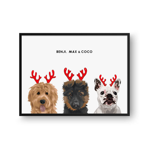 Christmas Pet Portrait - Three Pets