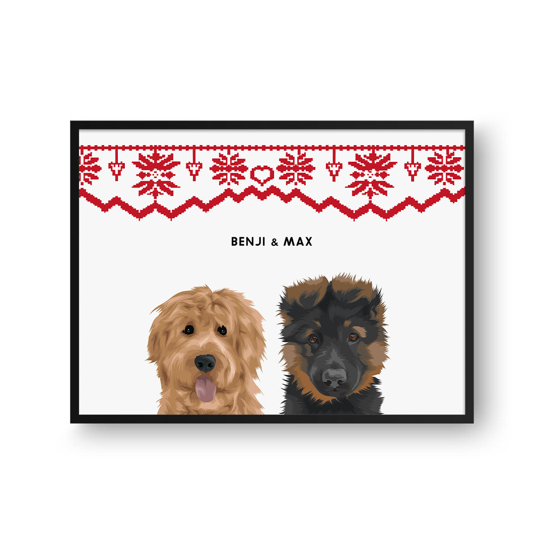 Christmas Pet Portrait - Two Pets