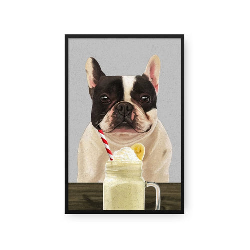 Crown and Paw - Framed Poster Custom Pet with Banana Shake Portrait - Framed Poster