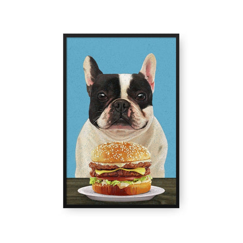 Crown and Paw - Framed Poster Custom Pet with Burger Portrait - Framed Poster