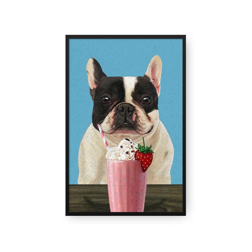 Crown and Paw - Framed Poster Custom Pet with Strawberry Shake Portrait - Framed Poster