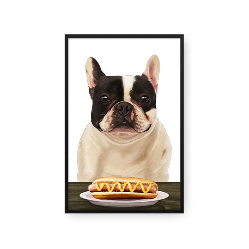 Crown and Paw - Framed Poster Custom Pet with Hot Dog Portrait - Framed Poster