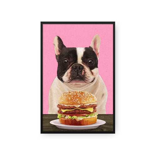 Crown and Paw - Framed Poster Custom Pet with Burger Portrait - Framed Poster