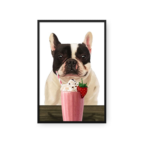 Crown and Paw - Framed Poster Custom Pet with Strawberry Shake Portrait - Framed Poster