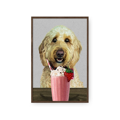 Crown and Paw - Framed Poster Custom Pet with Strawberry Shake Portrait - Framed Poster