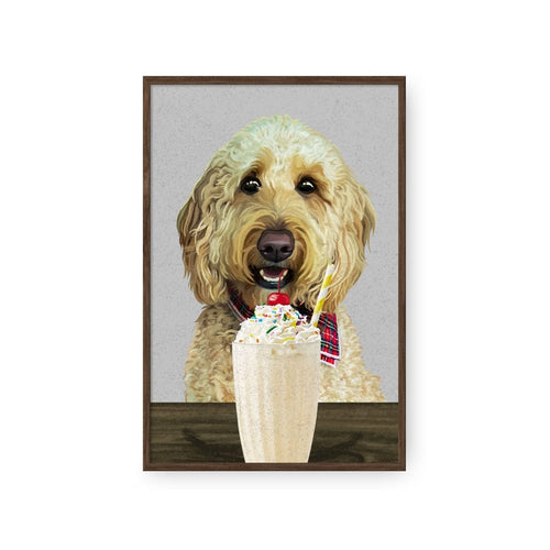 Crown and Paw - Framed Poster Custom Pet with Vanilla Shake Portrait - Framed Poster