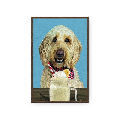 Crown and Paw - Framed Poster Custom Pet with Banana Shake Portrait - Framed Poster