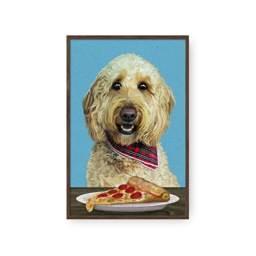 Crown and Paw - Framed Poster Custom Pet with Pizza Portrait - Framed Poster