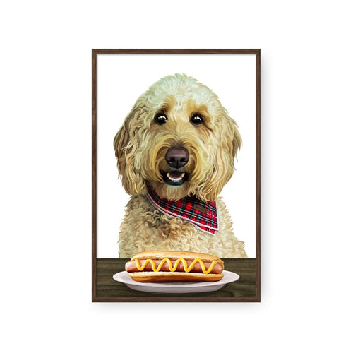 Crown and Paw - Framed Poster Custom Pet with Hot Dog Portrait - Framed Poster