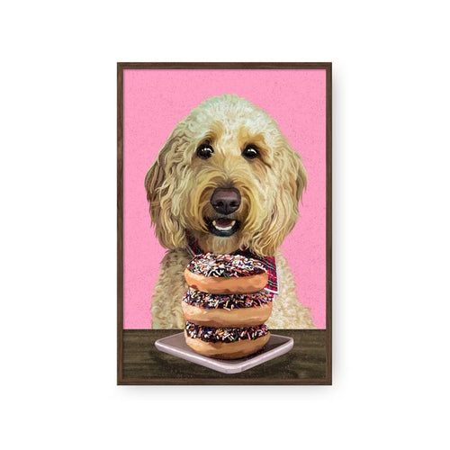 Crown and Paw - Framed Poster Custom Pet with Donuts Portrait - Framed Poster