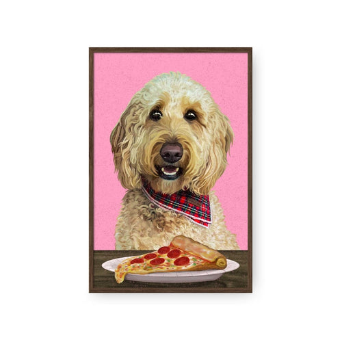 Crown and Paw - Framed Poster Custom Pet with Pizza Portrait - Framed Poster