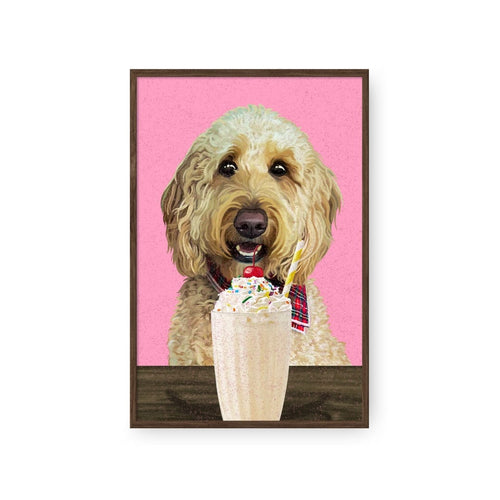 Crown and Paw - Framed Poster Custom Pet with Vanilla Shake Portrait - Framed Poster