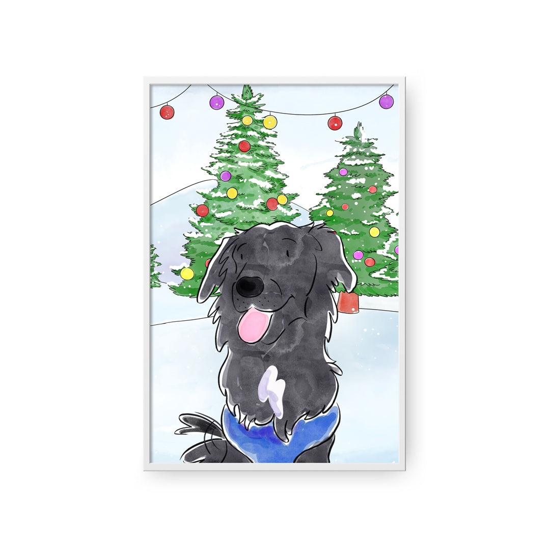 Christmas Watercolor Pet Portrait - One Pet