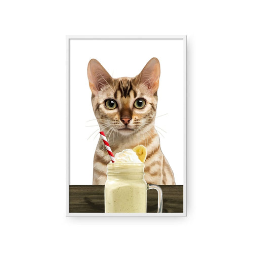 Crown and Paw - Framed Poster Custom Pet with Banana Shake Portrait - Framed Poster