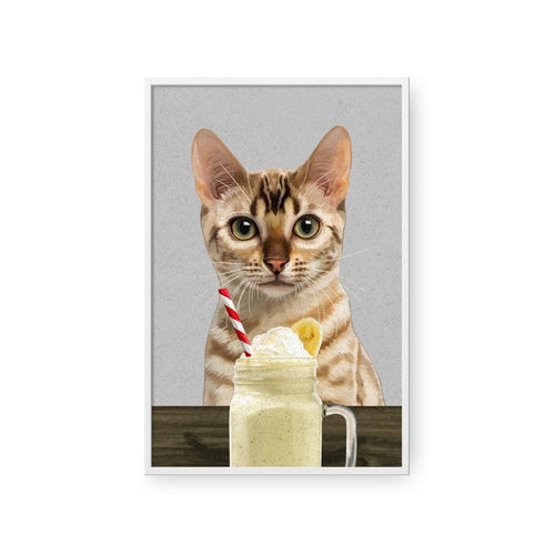 Crown and Paw - Framed Poster Custom Pet with Banana Shake Portrait - Framed Poster