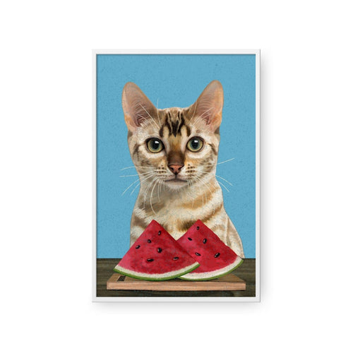 Crown and Paw - Framed Poster Custom Pet with Watermelon Portrait - Framed Poster 8" x 10" / White / Blue