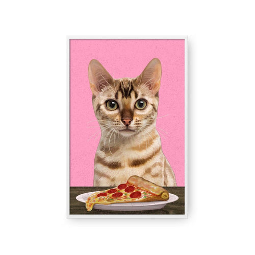 Crown and Paw - Framed Poster Custom Pet with Pizza Portrait - Framed Poster