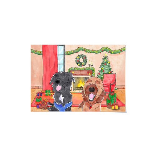 Christmas Watercolor Pet Portrait - Two Pets