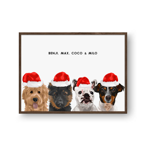 Christmas Pet Portrait - Four Pets