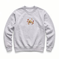 Custom Fall Leaves Embroidered Pet Face Organic Sweatshirt