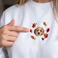 Custom Fall Leaves Embroidered Pet Face Organic Sweatshirt