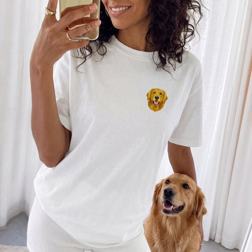 Custom Embroidered Pet Face Tee Shirt