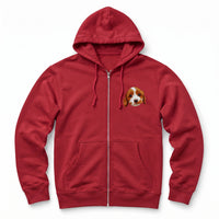 Custom Pet Face Embroidered Zip up Hoodie